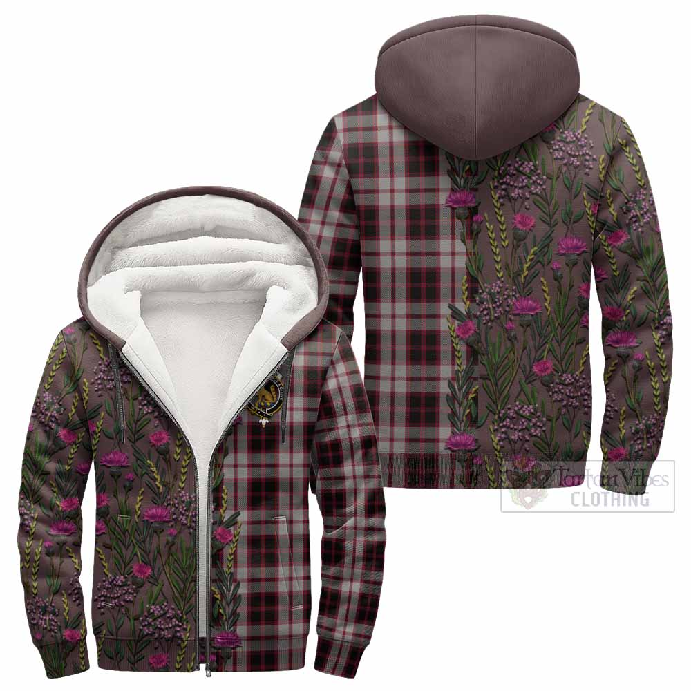 MacPherson (McPherson) Family Crest Tartan Sherpa Hoodie Scottish Thistle Flower Pattern Half Style - Tartan Vibes Clothing