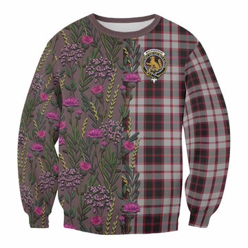MacPherson (McPherson) Family Crest Tartan Sweatshirt Scottish Thistle Flower Pattern Half Style