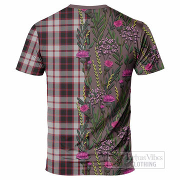 MacPherson (McPherson) Family Crest Tartan T-Shirt Scottish Thistle Flower Pattern Half Style - Tartan Vibes Clothing