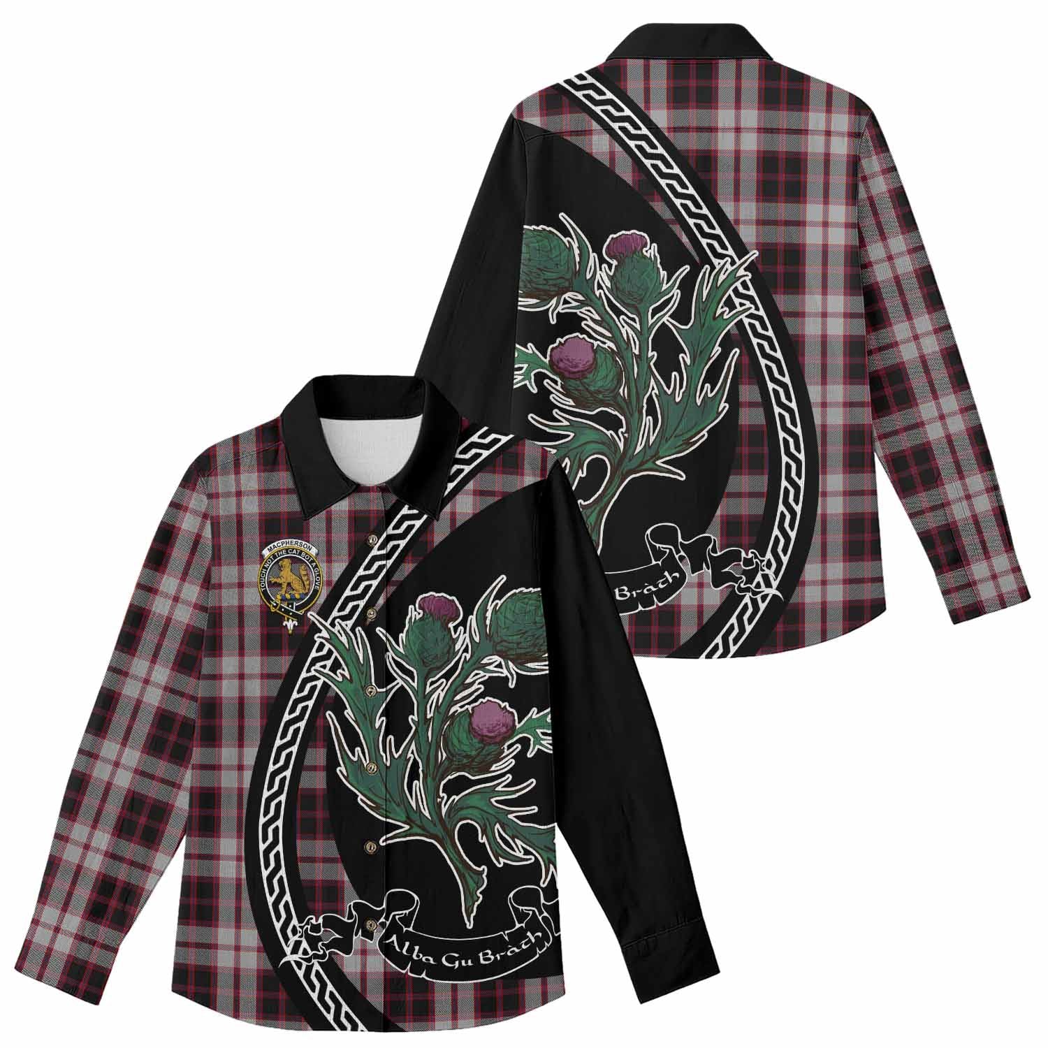 MacPherson (McPherson) Family Crest Tartan Women Casual Shirt Alba Thistle Inspired - Tartan Vibes Clothing