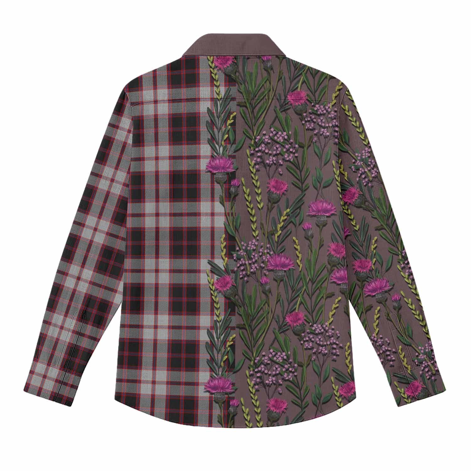 MacPherson (McPherson) Family Crest Tartan Women Casual Shirt Scottish Thistle Flower Pattern Half Style - Tartan Vibes Clothing