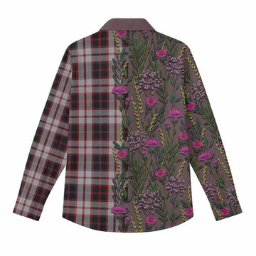 MacPherson (McPherson) Family Crest Tartan Women Casual Shirt Scottish Thistle Flower Pattern Half Style - Tartan Vibes Clothing
