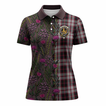 MacPherson (McPherson) Family Crest Tartan Women Polo Shirt Scottish Thistle Flower Pattern Half Style