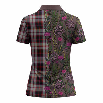 MacPherson (McPherson) Family Crest Tartan Women Polo Shirt Scottish Thistle Flower Pattern Half Style