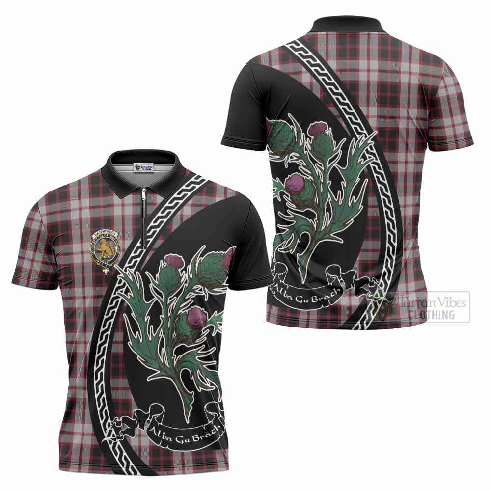 MacPherson (McPherson) Family Crest Tartan Zipper Polo Shirt Alba Thistle Inspired - Tartan Vibes Clothing