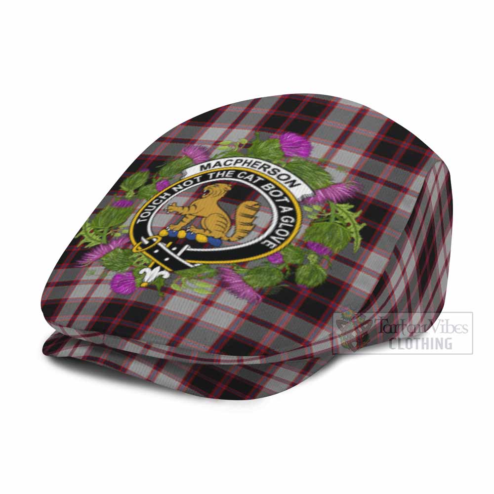 MacPherson (McPherson) Scotland Tartan Crest Thistle Heritage Flat Cap, Jeff Cap - Tartan Vibes Clothing