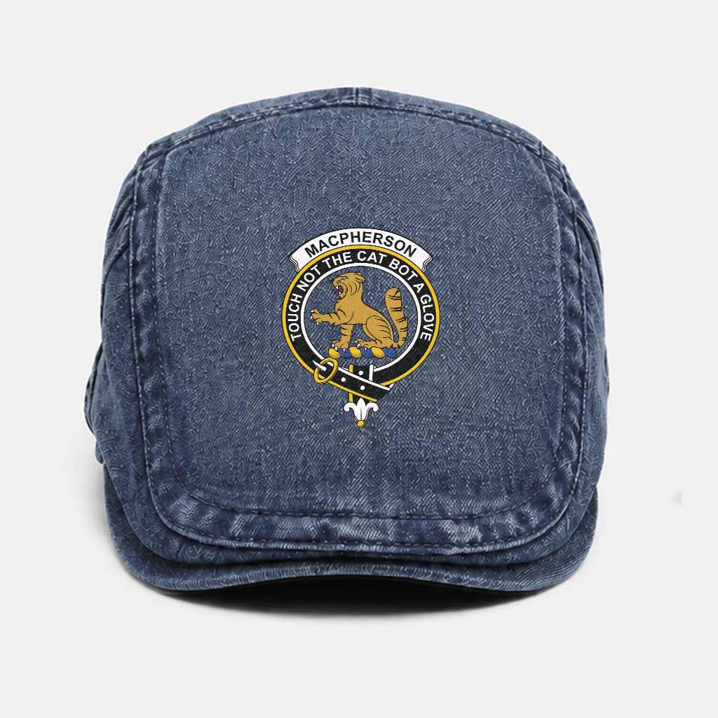 MacPherson (McPherson) Scottish Clan Crest Washed Flat Cap - Unisex Jeff Cap One Size (Adjustable) Dark Blue - Tartan Vibes Clothing