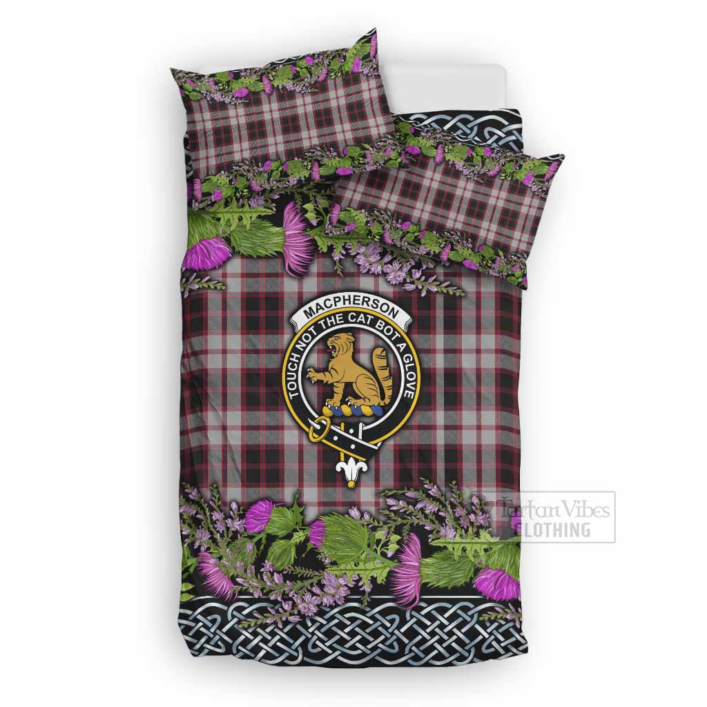 MacPherson (McPherson) Scottish Fraoch Thistle Tartan Bedding Set Celtic Cross UK Bedding Set UK Double 79*79 inch - Tartan Vibes Clothing