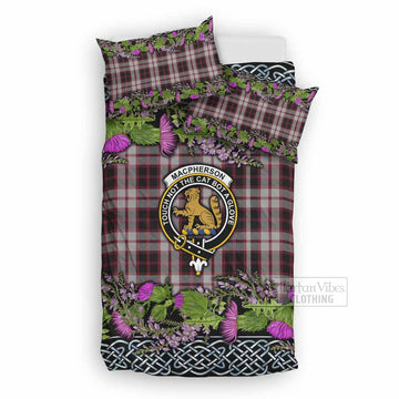 MacPherson (McPherson) Scottish Fraoch Thistle Tartan Bedding Set Celtic Cross