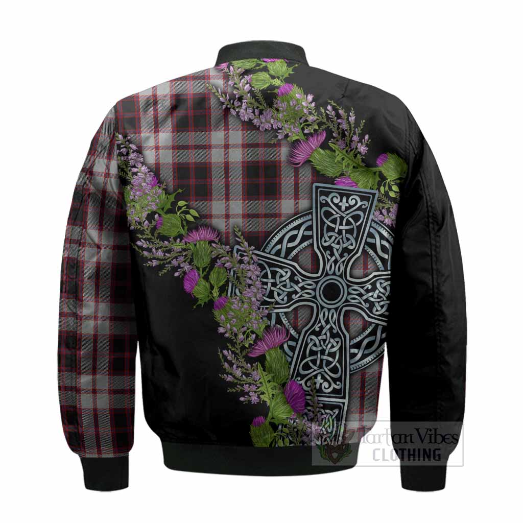 MacPherson (McPherson) Scottish Fraoch Thistle Tartan Bomber Jacket Celtic Cross - Tartan Vibes Clothing