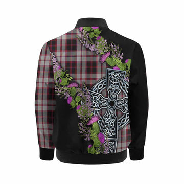 MacPherson (McPherson) Scottish Fraoch Thistle Tartan Kid Bomber Jacket Celtic Cross Kid - Tartan Vibes Clothing