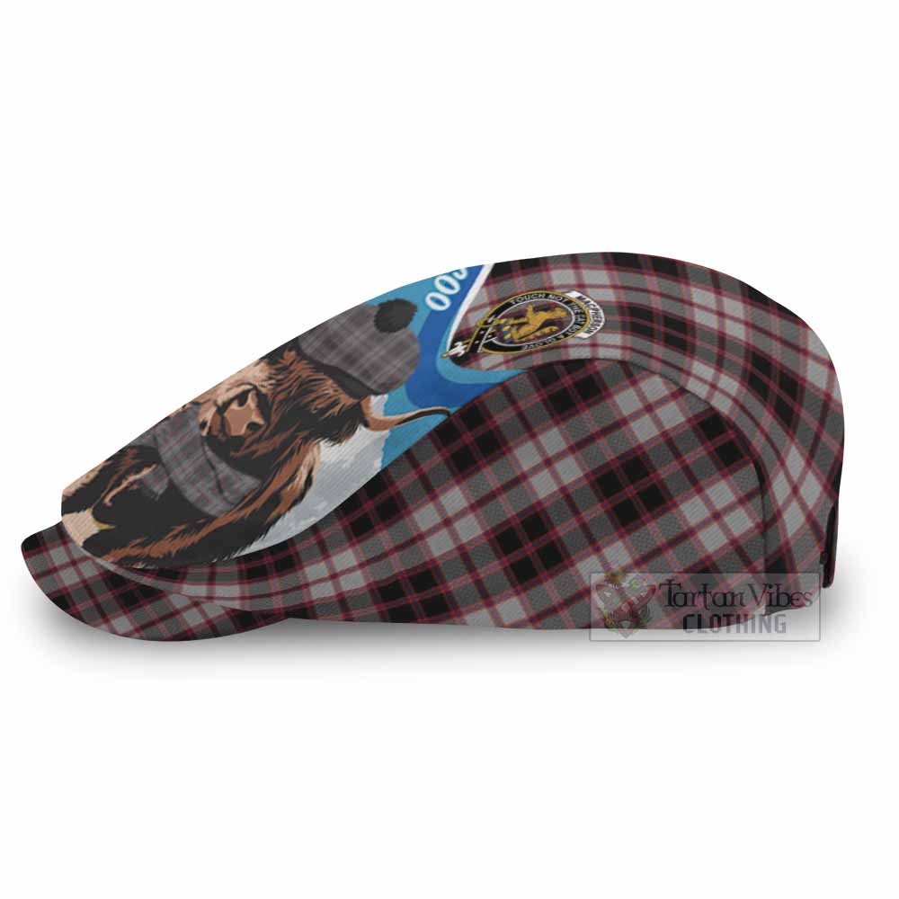 MacPherson (McPherson) Scottish Heilan Coo Tartan Crest Flat Cap, Jeff Cap - Tartan Vibes Clothing