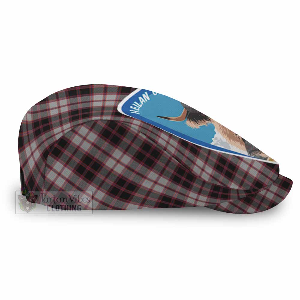 MacPherson (McPherson) Scottish Heilan Coo Tartan Crest Flat Cap, Jeff Cap - Tartan Vibes Clothing