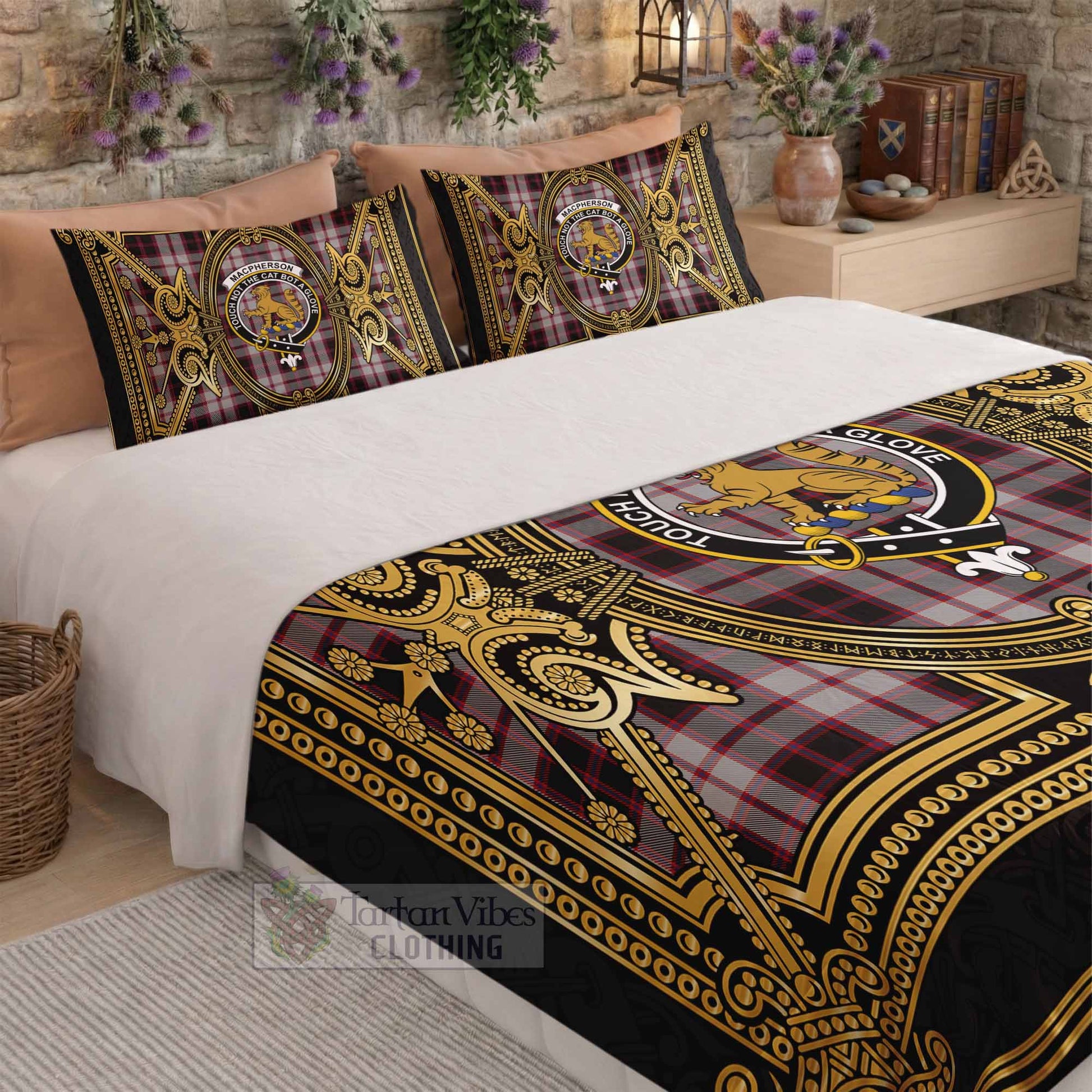 MacPherson (McPherson) Scottish Tartan Crest Bedding Set Royal Stylized