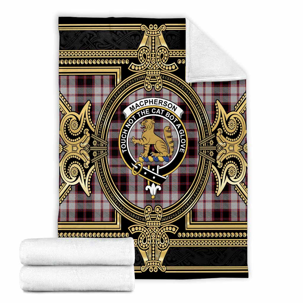 MacPherson (McPherson) Scottish Tartan Crest Blanket Royal Stylized X-Large 59 x 79 inches 150 x 200 cm - Tartan Vibes Clothing