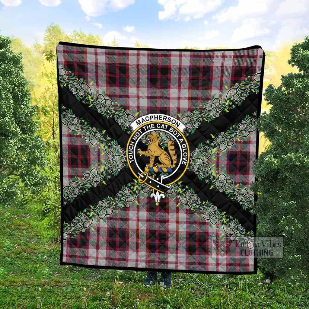 MacPherson (McPherson) Scottish Tartan Crest Premium Quilt Thistle Celtic Knotwork Heritage Art