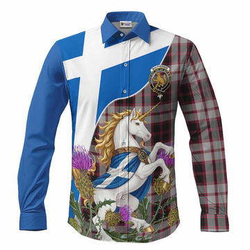 MacPherson (McPherson) Scottish Tartan Crest Unicorn Heritage Long Sleeve Button Shirts Men's Shirt S - Tartan Vibes Clothing