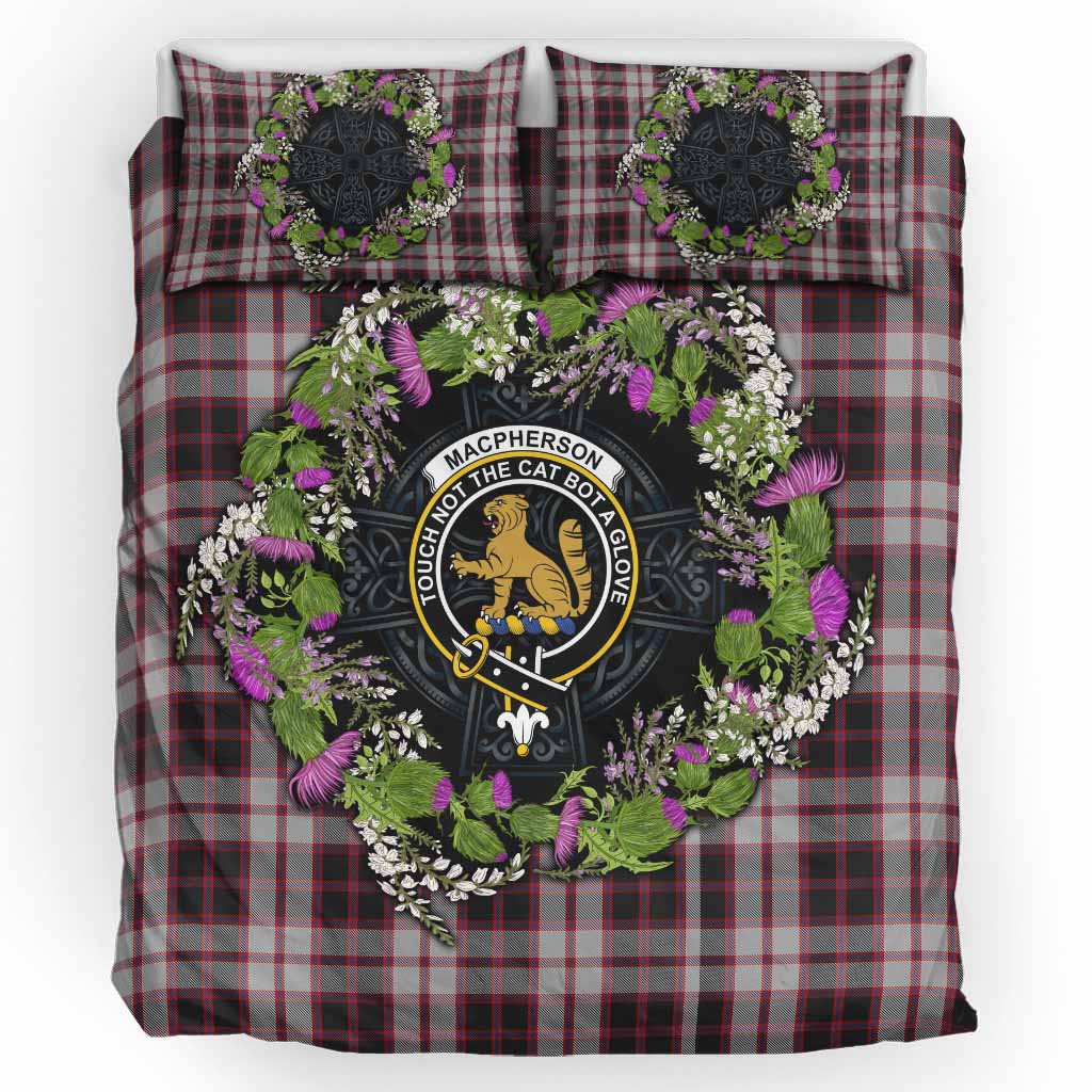 MacPherson (McPherson) Scottish Tartan White Heather With Thistle Bedding Set Beir Buaidh! UK Bedding Set UK King 91*87 inch - Tartan Vibes Clothing