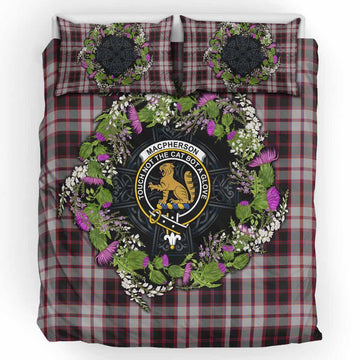 MacPherson (McPherson) Scottish Tartan White Heather With Thistle Bedding Set Beir Buaidh!