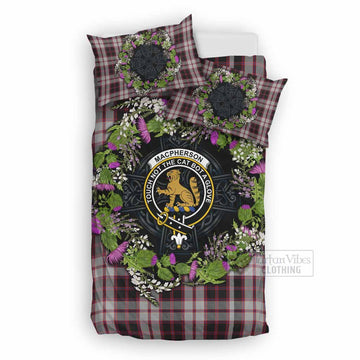 MacPherson (McPherson) Scottish Tartan White Heather With Thistle Bedding Set Beir Buaidh!