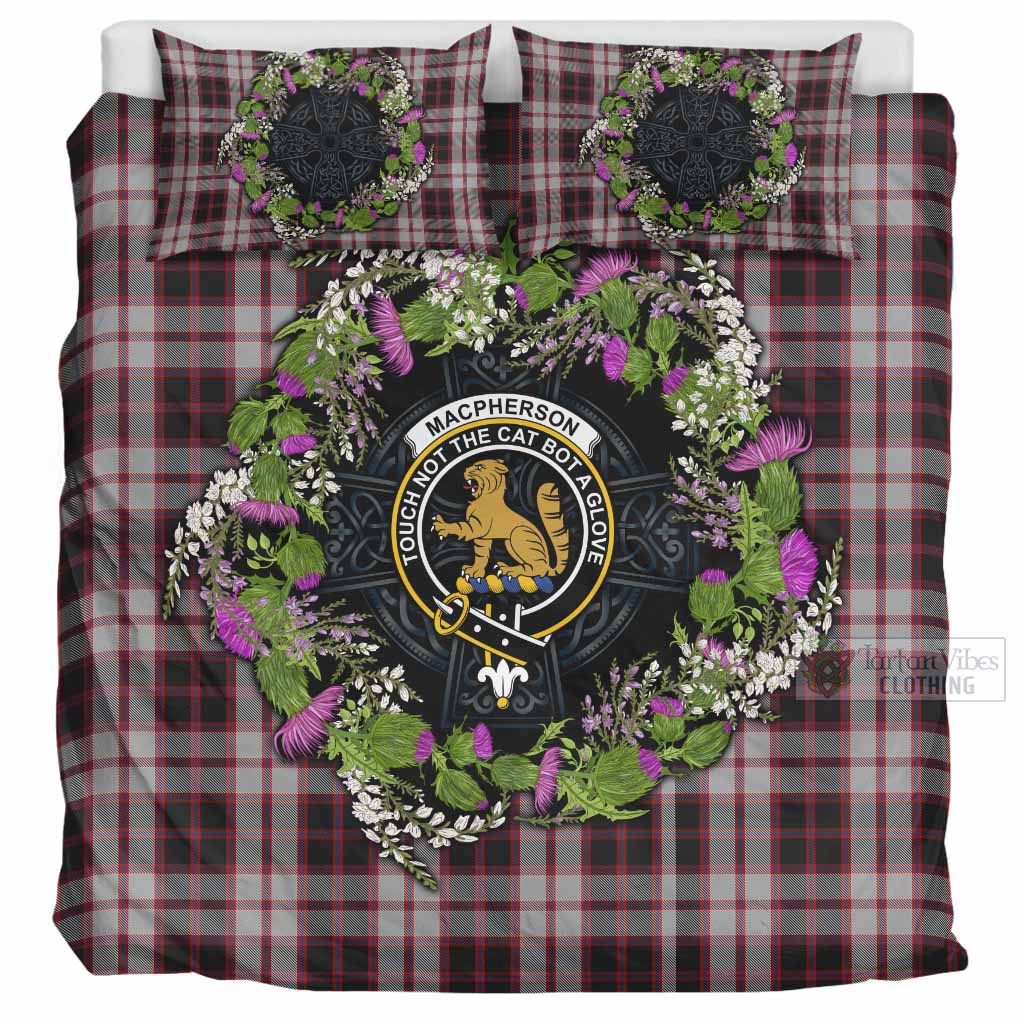 MacPherson (McPherson) Scottish Tartan White Heather With Thistle Bedding Set Beir Buaidh! UK Bedding Set UK Super King 104*94 inch - Tartan Vibes Clothing