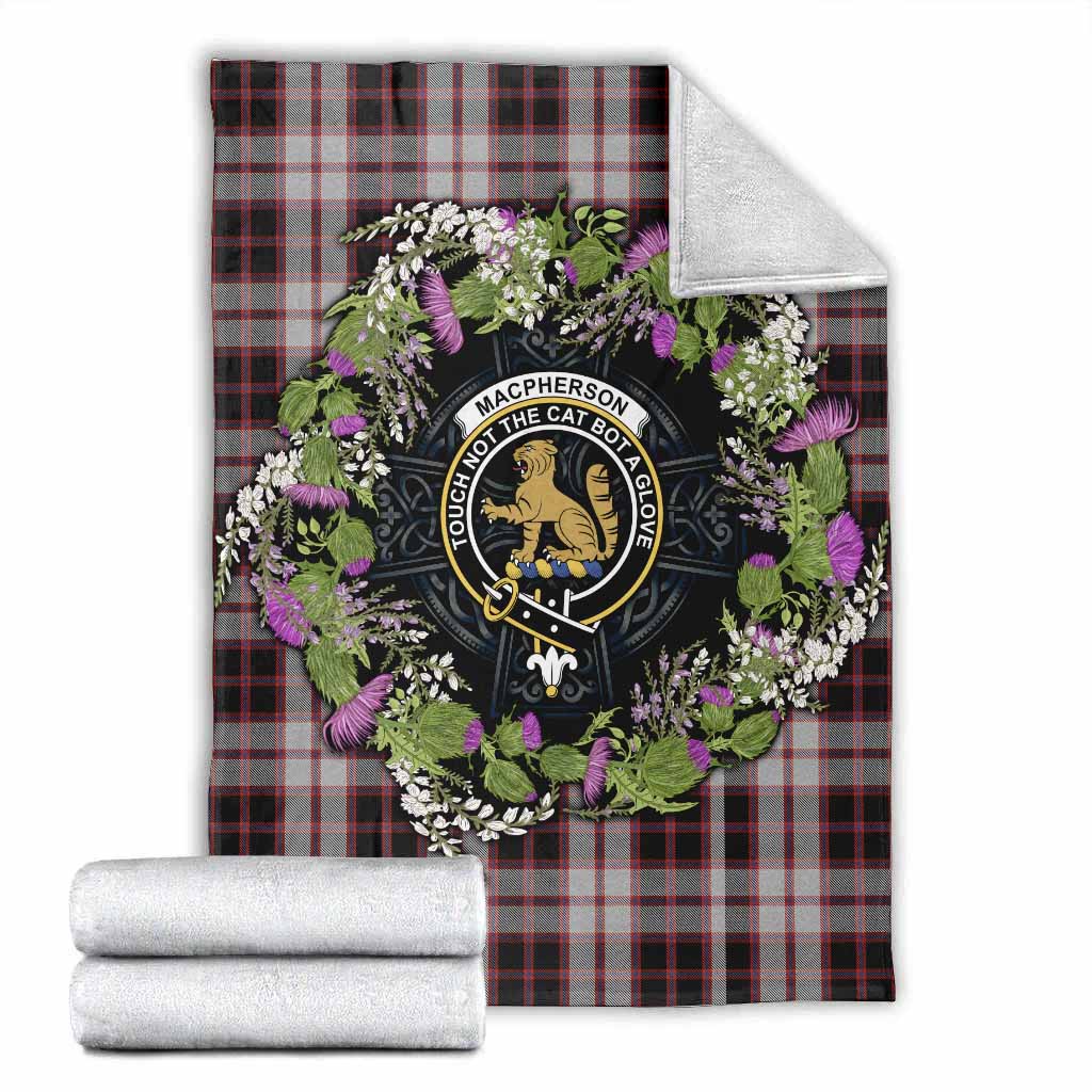 MacPherson (McPherson) Scottish Tartan White Heather With Thistle Blanket Beir Buaidh! X-Large 59 x 79 inches 150 x 200 cm - Tartan Vibes Clothing