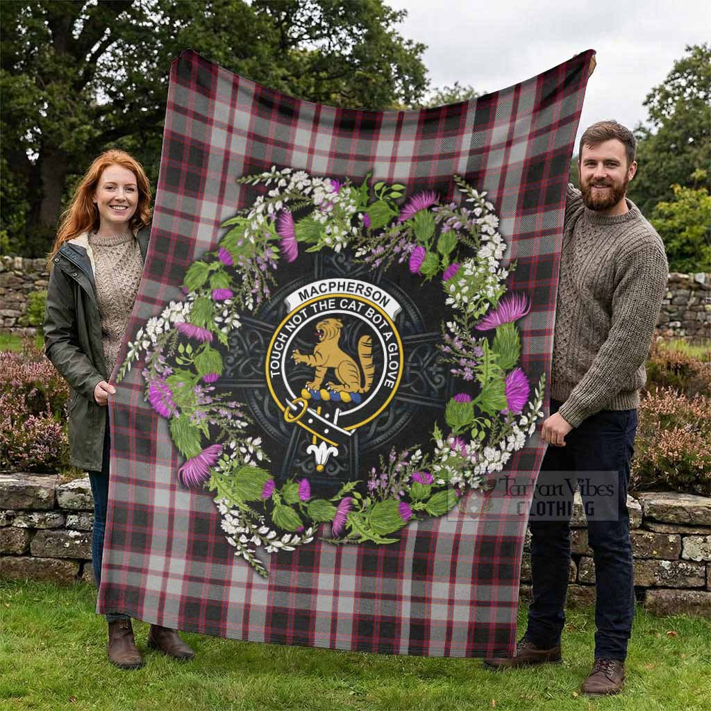 MacPherson (McPherson) Scottish Tartan White Heather With Thistle Blanket Beir Buaidh! - Tartan Vibes Clothing