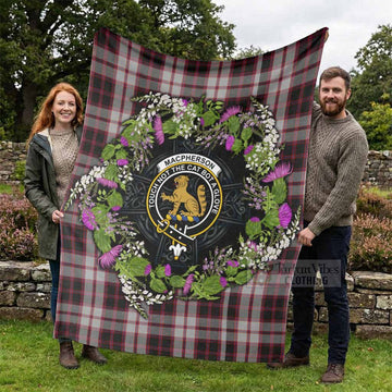 MacPherson (McPherson) Scottish Tartan White Heather With Thistle Blanket Beir Buaidh!