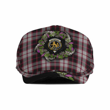 MacPherson (McPherson) Scottish Tartan White Heather With Thistle Flat Cap, Jeff Cap Beir Buaidh!