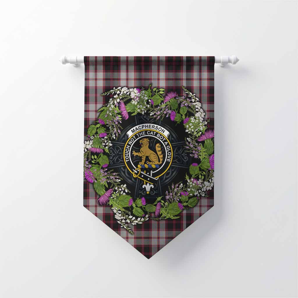 MacPherson (McPherson) Scottish Tartan White Heather With Thistle Gonfalon Beir Buaidh! Chevron - Tartan Vibes Clothing