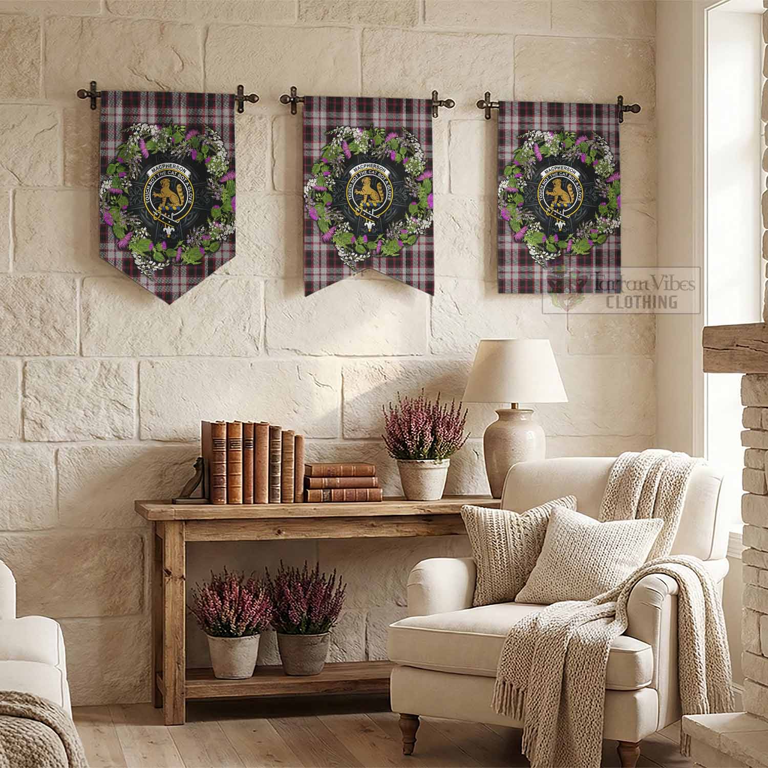 MacPherson (McPherson) Scottish Tartan White Heather With Thistle Gonfalon Beir Buaidh! - Tartan Vibes Clothing