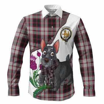 MacPherson (McPherson) Scottish Terrier Tartan Crest Long Sleeve Button Shirts Thistle Heritage Art