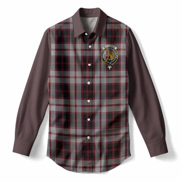 MacPherson (McPherson) Tartan Accent Women Casual Shirt with Family Crest