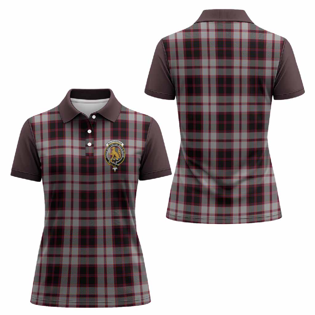 MacPherson (McPherson) Tartan Accent Women Polo Shirt with Family Crest