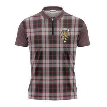 MacPherson (McPherson) Tartan Accent Zipper Polo Shirt with Family Crest