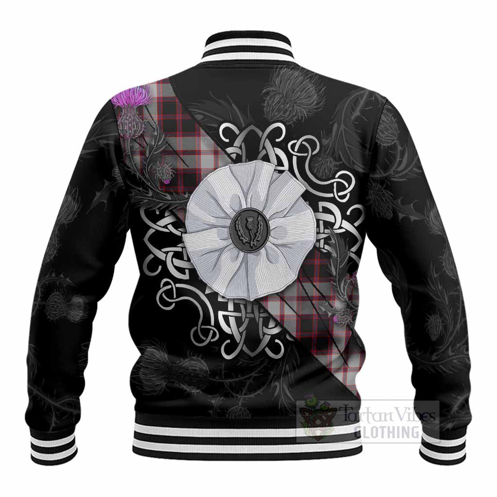 MacPherson (McPherson) Tartan Baseball Jacket Jacobite White Rose - Tartan Vibes Clothing