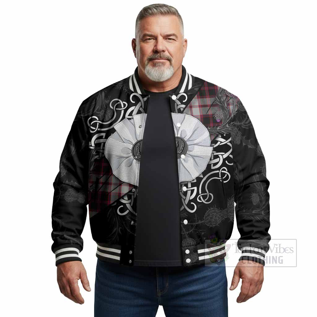 MacPherson (McPherson) Tartan Baseball Jacket Jacobite White Rose - Tartan Vibes Clothing