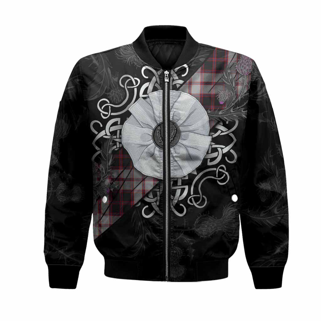MacPherson (McPherson) Tartan Bomber Jacket Jacobite White Rose Unisex Black - Tartan Vibes Clothing