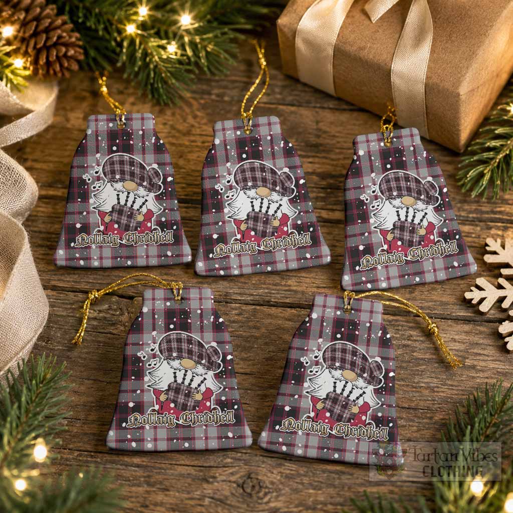 MacPherson (McPherson) Tartan Ceramic Bell Ornament Gnome Bagpiper - Chistmas Tree Decor Pack of 5 - Tartan Vibes Clothing