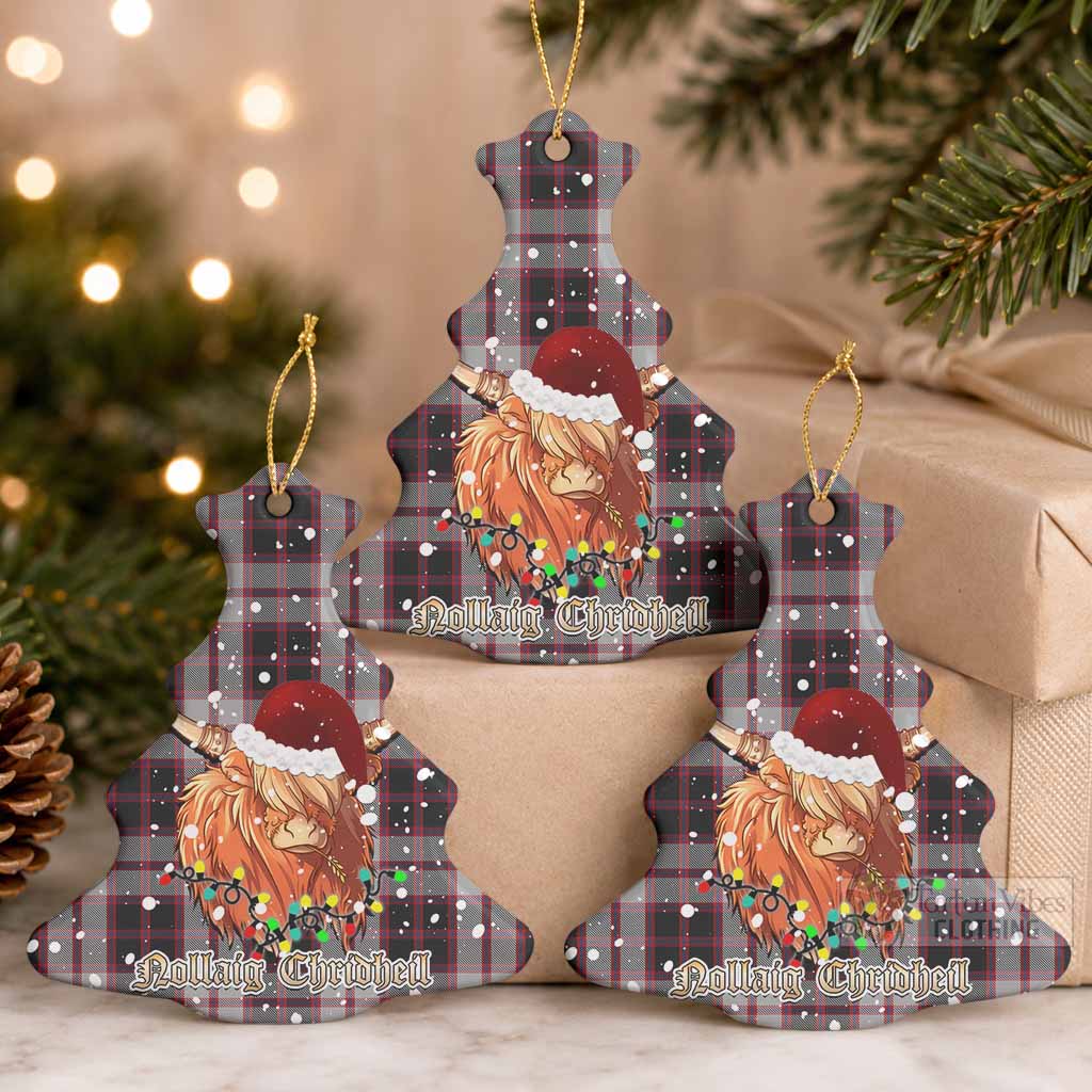 MacPherson (McPherson) Tartan Ceramic Christmas Tree Ornament Mister Coo - Highlander Decor Pack of 3 - Tartan Vibes Clothing
