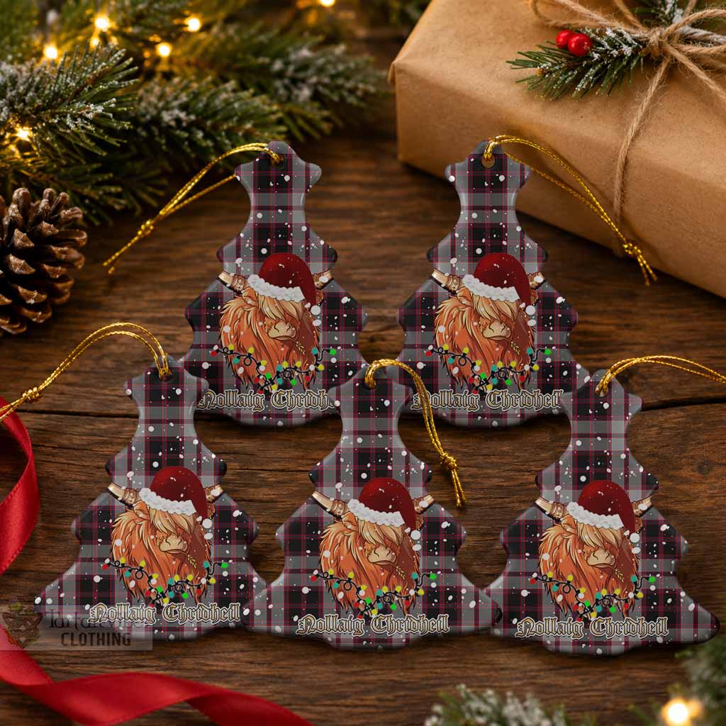 MacPherson (McPherson) Tartan Ceramic Christmas Tree Ornament Mister Coo - Highlander Decor Pack of 5 - Tartan Vibes Clothing