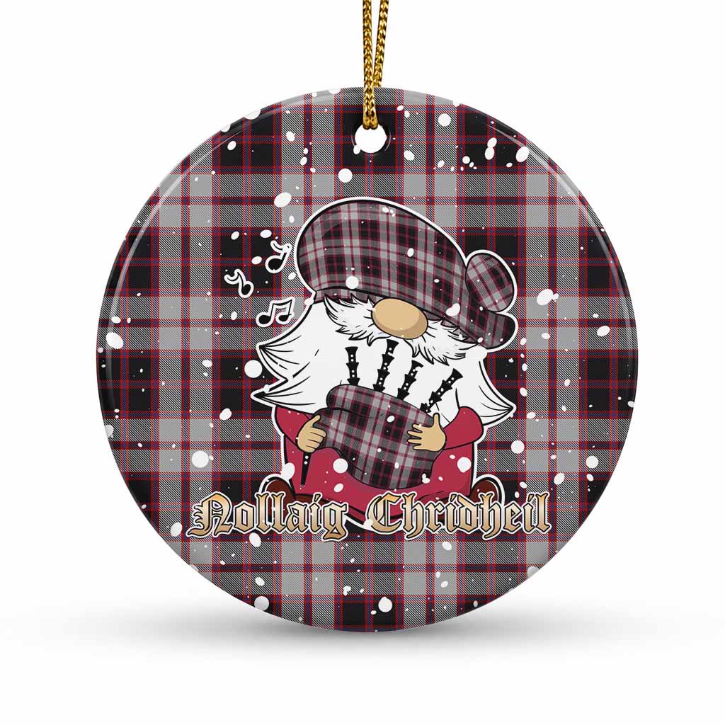 MacPherson (McPherson) Tartan Ceramic Circle Ornament Gnome Bagpiper - Chistmas Tree Decor