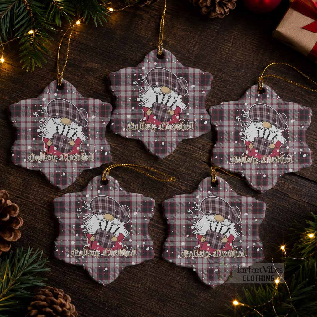 MacPherson (McPherson) Tartan Ceramic Snow Flake Ornament Gnome Bagpiper - Chistmas Tree Decor Pack of 5 - Tartan Vibes Clothing