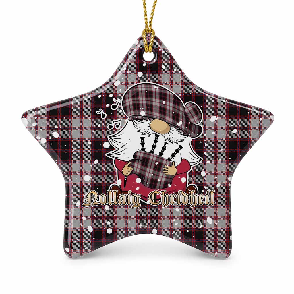 MacPherson (McPherson) Tartan Ceramic Star Ornament Gnome Bagpiper - Chistmas Tree Decor