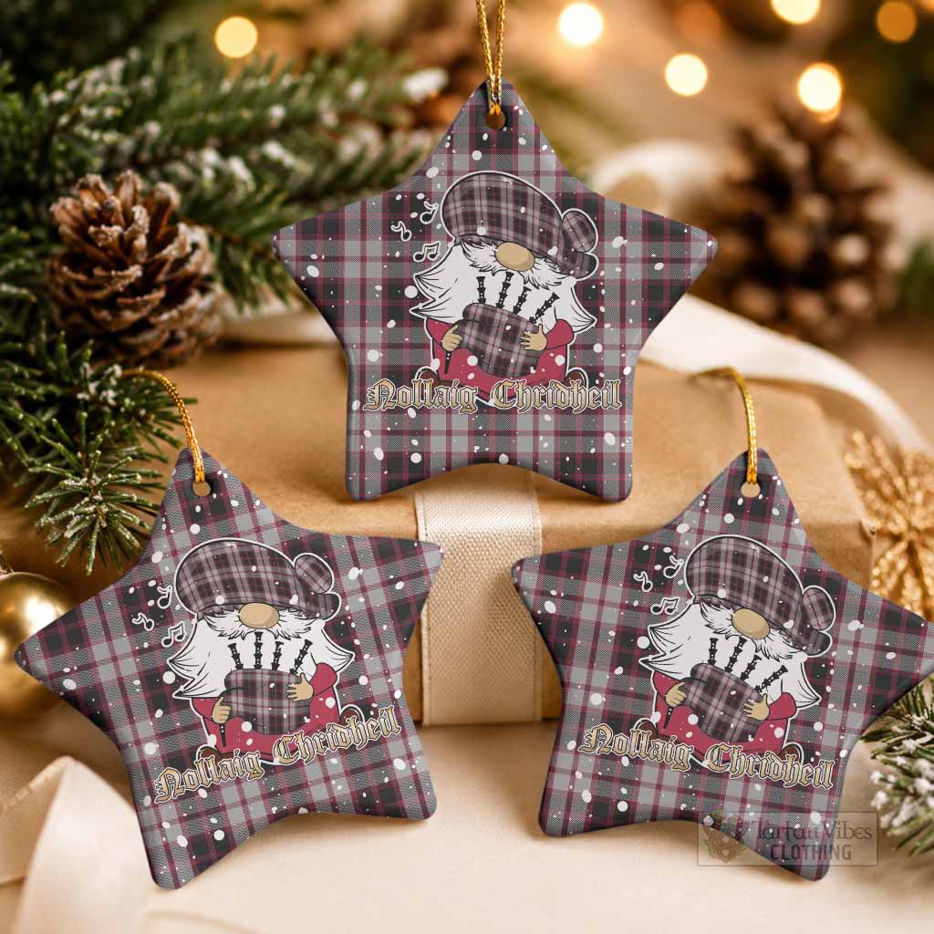 MacPherson (McPherson) Tartan Ceramic Star Ornament Gnome Bagpiper - Chistmas Tree Decor