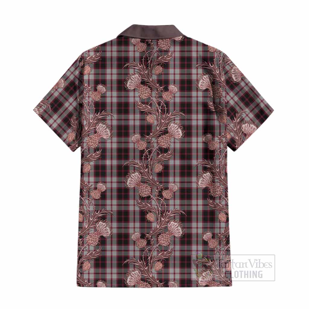MacPherson (McPherson) Tartan Cotton Hawaiian Shirt Seamless Scottish Thistle Flowers