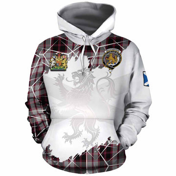 MacPherson (McPherson) Tartan Cotton Hoodie with Family Crest and Lion Rampant Grunge Style
