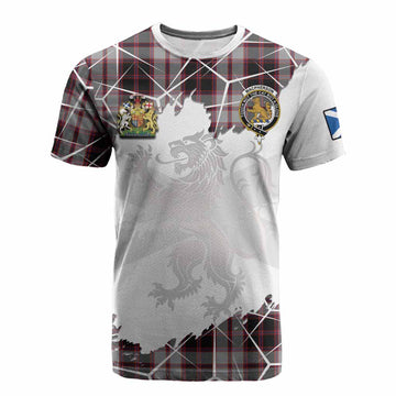 MacPherson (McPherson) Tartan Cotton T-shirt with Family Crest and Lion Rampant Grunge Style