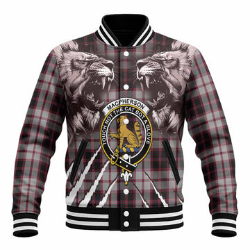 MacPherson (McPherson) Tartan Crest Baseball Jacket Ferocious Lion Style