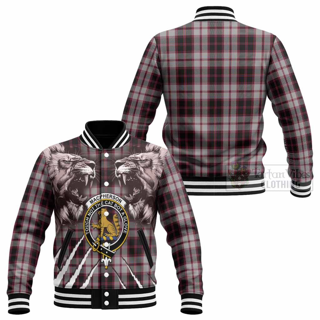 MacPherson (McPherson) Tartan Crest Baseball Jacket Ferocious Lion Style - Tartan Vibes Clothing